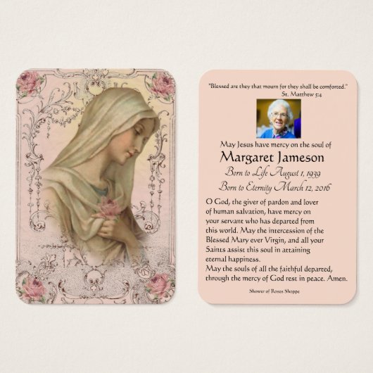 Virgin Mary rooms-katholieke begrafenis Prayer Hei Visitekaartje (Voorkant /achterkant)