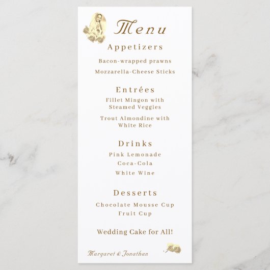 Virgin Mary Sepia Catholic Mariage Menu (Devant)