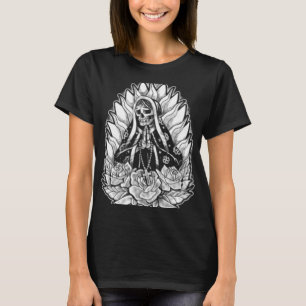 Virgin Mary Skelet Amerikaans Traditioneel Tattoo T-shirt