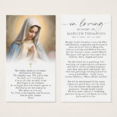 Virgin Mary The Lord's Prayer Memorial Prayer Card (Devant & derrière)