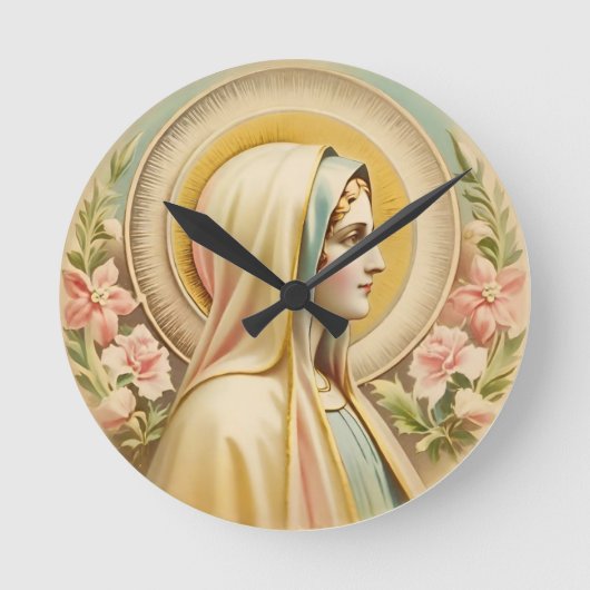Virgin Mary Wall Clock Ronde Klok (Voorkant)