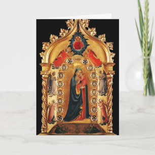 VIRGIN MET CHILD, ANGELS GOLD SACRED ART Blue Gem Feestdagen Kaart