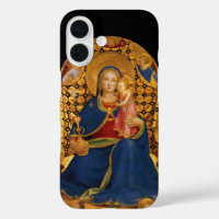 VIRGIN MET CHILD, ANGELS, zwart, goudgeel, blauw