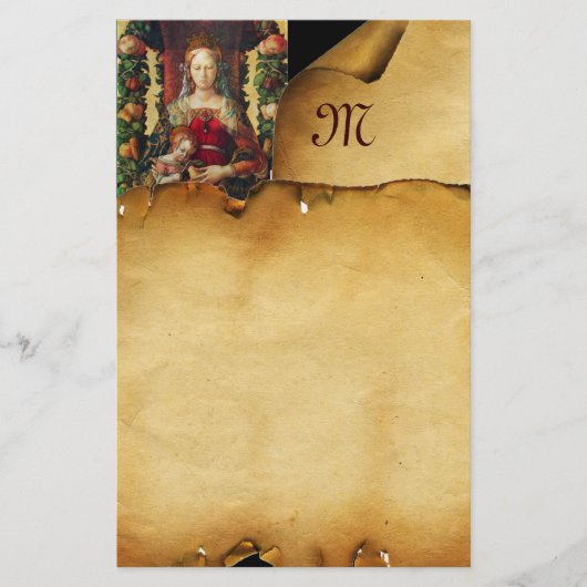 VIRGIN MET CHILD Parchment Monogram Briefpapier (Voorkant)
