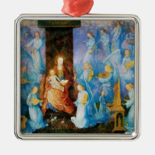 VIRGIN MET KIND - BEZORGDHEID VAN ANGELS,Blauwe sa Metalen Ornament