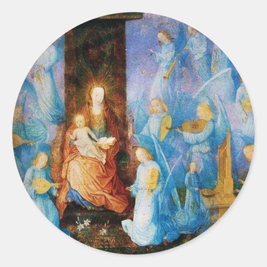 VIRGIN MET KIND - BEZORGDHEID VAN ANGELS RONDE STICKER (Voorkant)
