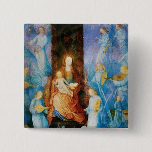 VIRGIN MET KIND - BEZORGDHEID VAN ANGELS VIERKANTE BUTTON 5,1 CM