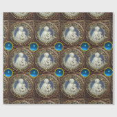 VIRGIN MET KIND, blauwe saffierstenen Cadeaupapier (Vlak)