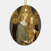 VIRGIN MET KIND, Blauwe Sapphire Keramisch Ornament (Rechts)