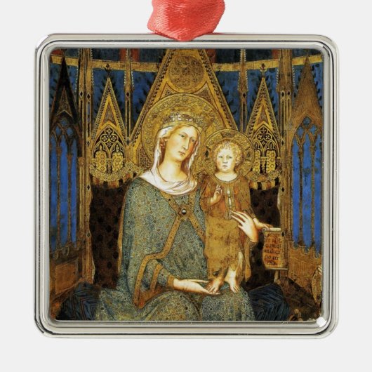 VIRGIN MET KIND, Blauwe Sapphire Metalen Ornament (Voorkant)