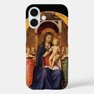 VIRGIN MET KIND EN ANGELS, blauw zwart iPhone 16 Hoesje