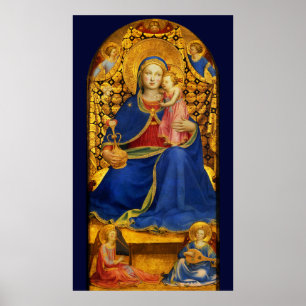 VIRGIN MET KIND EN ANGELS DOOR FRA ANGELICO Blue Poster