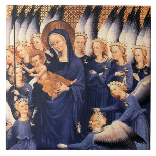 VIRGIN MET KIND EN ANGELS Mediane diptyse Tegeltje