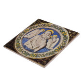 VIRGIN MET KIND EN ANGELS Rond Tegeltje (Zijkant)