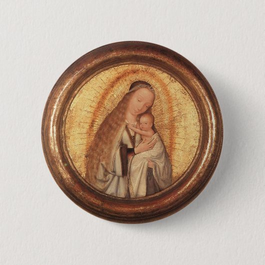 VIRGIN MET KIND RONDE BUTTON 5,7 CM (Voorkant)