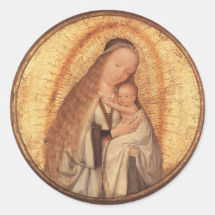 VIRGIN MET KIND RONDE STICKER