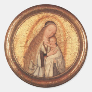 VIRGIN MET KIND RONDE STICKER