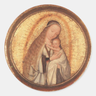 VIRGIN MET KIND RONDE STICKER
