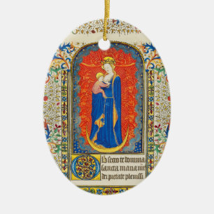 VIRGIN MET KINDEREN EN ANGELS Antiek VLOEISTOF Keramisch Ornament