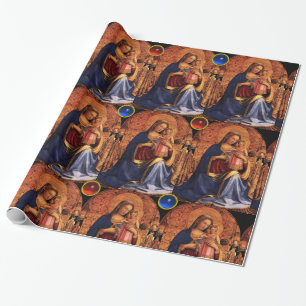 VIRGIN MET KINDEREN EN ZINDEN, kerst met edelstene Cadeaupapier