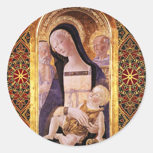 VIRGIN MET KINDEREN EN ZINES, MET Neroccio, Kerstm Ronde Sticker (Voorkant)