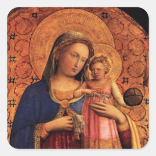 VIRGIN MET KINDEREN EN ZINS VIERKANTE STICKER