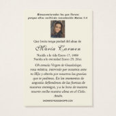 Virgin Mexico Guadalupe - Spaans Funeral Prayer Visitekaartje (Achterkant)