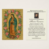 Virgin Mexico Guadalupe - Spaans Funeral Prayer Visitekaartje (Voorkant /achterkant)