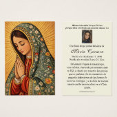 Virgin Mexico Guadalupe Spanish Funeral Prayer (Devant & derrière)