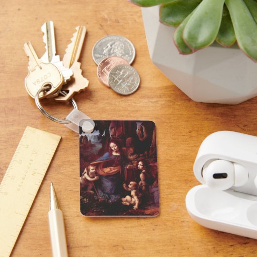 Virgin van de Rocks door Leonardo da Vinci Sleutelhanger (Bureau)