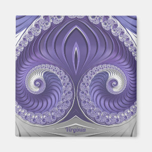 VIRGINIA ~ Abstract patroon ~ Paarse Grijs Wit ~ Magneet