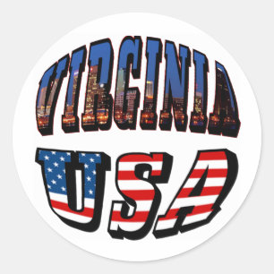 Virginia Afbeelding and USA Text Ronde Sticker