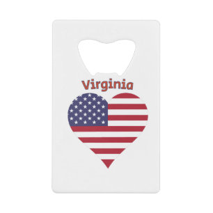 Virginia American Flag Heart Kredietkaart Flessenopener