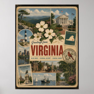 Virginia Authentieke Vintage Stijl Poster