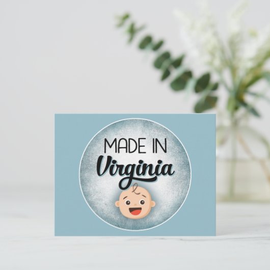 Virginia Baby Funny Blue New Boy Briefkaart (Staand voorkant)