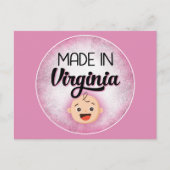 Virginia Baby Funny Pink New Girl Carte postale (Devant)