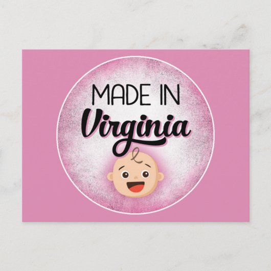 Virginia Baby Funny Pink New Girl Carte postale (Devant)