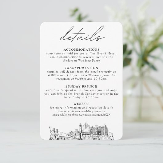 Virginia Beach bruiloft kleine verticale details Informatiekaartje (Staand voorkant)
