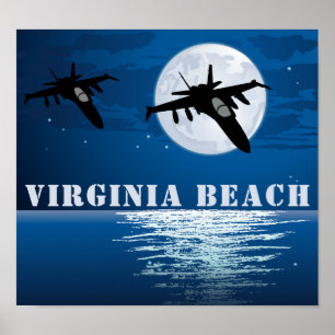 Virginia Beach Militaire Spets met Full Moon Poster