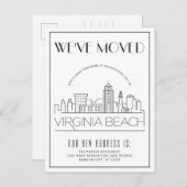 Virginia Beach Modern Deco | Adres Gewijzigd Aankondigingskaart (Voorkant / Achterkant)