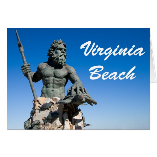 Virginia Beach Poseidon Statue w White Text (Voorkant Horizontaal)
