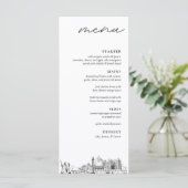 Virginia Beach Skyline Modern Wedding Dinner Menu (Staand voorkant)