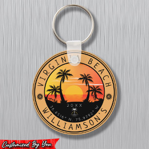 Virginia Beach USA Retro Sunset Souvenirs 60s Sleutelhanger