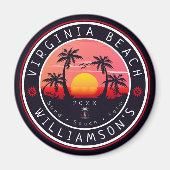 Virginia Beach USA Retro Sunset Souvenirs 80s Magneet (Voorkant)