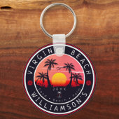 Virginia Beach USA Retro Sunset Souvenirs 80s Sleutelhanger (Voorkant)