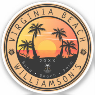Virginia Beach USA Retro Sunset Souvenirs 80s Sticker