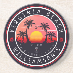 Virginia Beach USA Retro Sunset Souvenirs 80s Zandsteen Onderzetter
