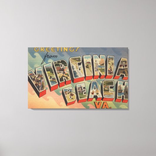 Virginia Beach, Virginia - Large Letter Scenes Canvas Afdruk (Voorkant)