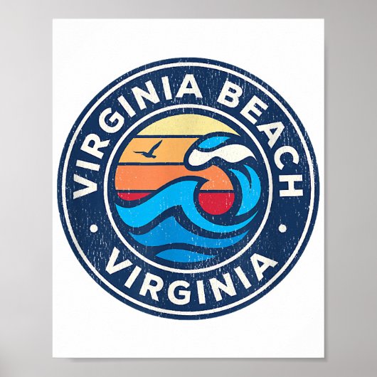 Virginia Beach Virginia VA Nautical Waves Poster (Voorkant)