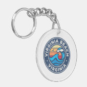 Virginia Beach Virginia VA Nautical Waves Sleutelhanger (Voorkant Links)